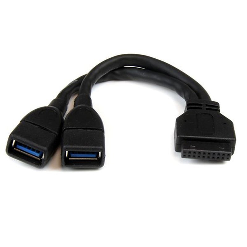 StarTech.com Cable 15cm Adaptador 2 Puertos USB 3.0 a IDC20 Header Cabezal Interno Placa Base - Negro StarTech.com Cable 15cm Adaptador 2 Puertos USB 3.0 a IDC20 Header Cabezal Interno Placa Base - Negro