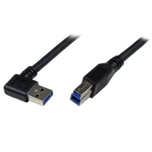 StarTech.com Cable 3m USB 3.0 Super Speed USB B Macho a USB A Macho Acodado en Ángulo a la Derecha - Negro