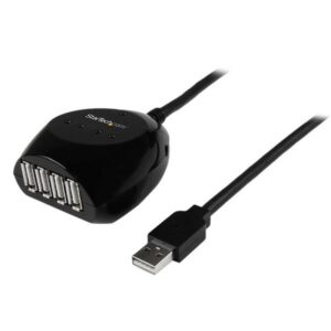 StarTech.com Cable Extensor Activo USB 2.0 de 15m con Hub de 4 Puertos - Alargador USB con Concentrador de 4 Puertos