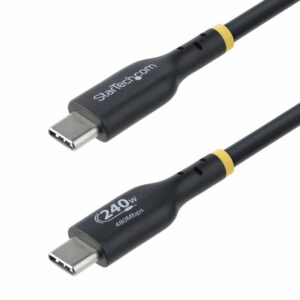 StarTech.com Cable de Carga USB-C de 3m - Cable USB Tipo C - Certificación USB-IF - PD de 240W EPR - Cable USB 2.0 USB-C de Carga para Portátiles - Recubrimiento de TPE - Macho a Macho