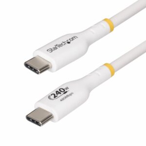 StarTech.com Cable de Carga para Portátil USB-C de 3m - Cable USB Tipo C USB 2.0 para Portátil - Blanco - Cable con Certificación USB-IF - PD 240W EPR - Recubrimiento de TPE - M/M