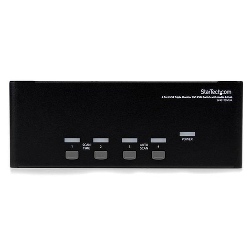 StarTech.com Conmutador Switch KVM de 4 Puertos Vídeo DVI 3 Monitores Triple Head Cabeza USB 2.0 DVI con Audio - Imagen 2
