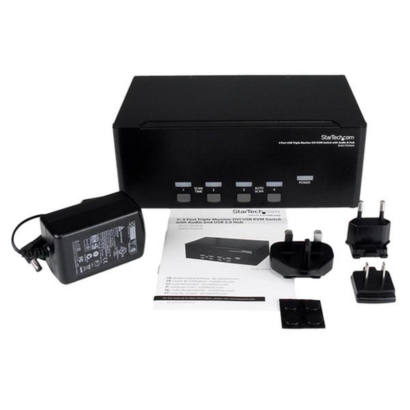 StarTech.com Conmutador Switch KVM de 4 Puertos Vídeo DVI 3 Monitores Triple Head Cabeza USB 2.0 DVI con Audio - Imagen 4