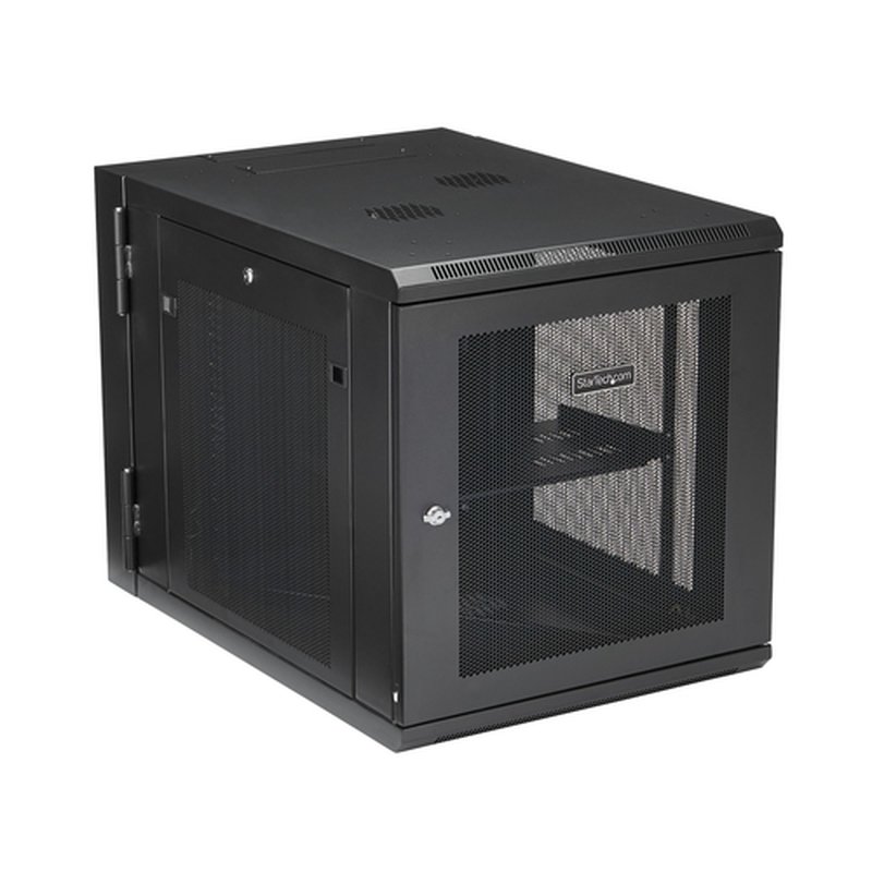 StarTech.com Rack 12U de 19" para Montaje en Pared con 4 Columnas, Puerta con Bisagras y 61cm/24" de Profundidad - Rack con Cierre con Llave y Estante - Rack de TI con Ventilación - Imagen 2