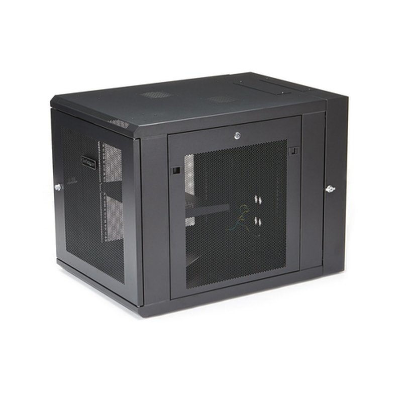 StarTech.com Rack 12U de 19" para Montaje en Pared con 4 Columnas, Puerta con Bisagras y 61cm/24" de Profundidad - Rack con Cierre con Llave y Estante - Rack de TI con Ventilación - Imagen 3