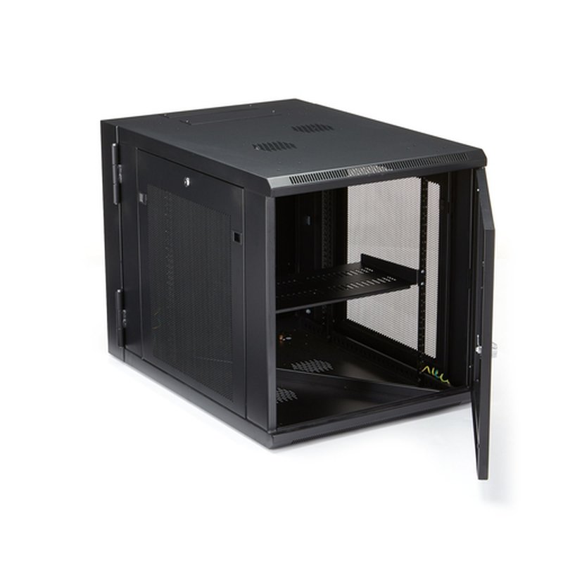 StarTech.com Rack 12U de 19" para Montaje en Pared con 4 Columnas, Puerta con Bisagras y 61cm/24" de Profundidad - Rack con Cierre con Llave y Estante - Rack de TI con Ventilación - Imagen 4