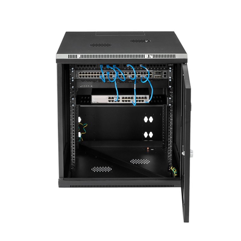 StarTech.com Rack 12U de 19" para Montaje en Pared con 4 Columnas, Puerta con Bisagras y 61cm/24" de Profundidad - Rack con Cierre con Llave y Estante - Rack de TI con Ventilación - Imagen 6