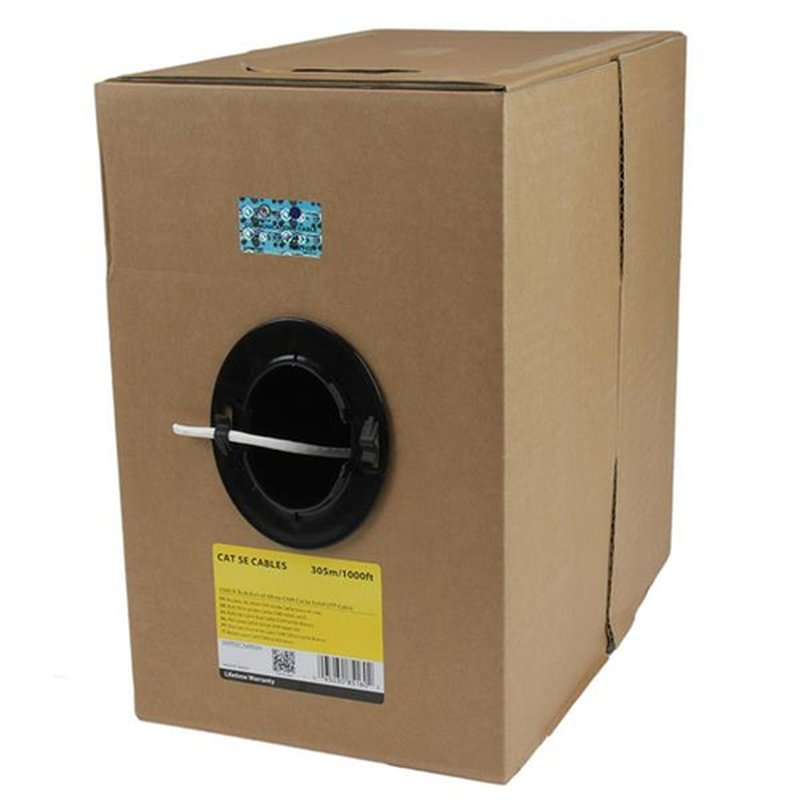 StarTech.com Rollo Bobina de 304,8m de Cable de Red Sólido Bulk a Granel UTP Cat5e Blanco Certificado CMR (Riser)