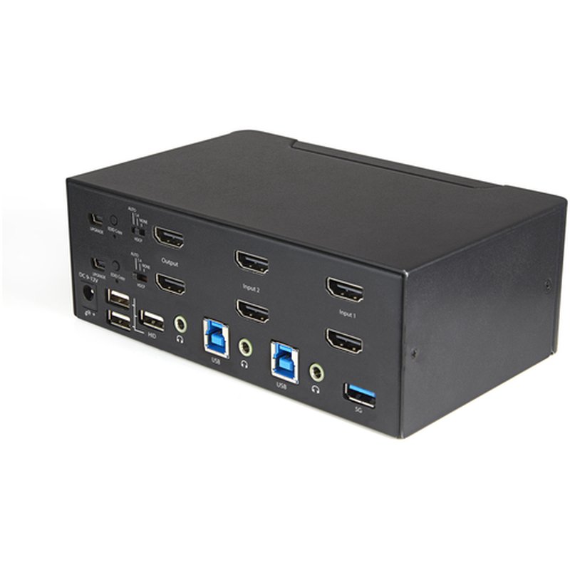 StarTech.com Switch Conmutador KVM de 2 Puertos HDMI 2.0 4K para 2 Monitores - Vídeo de 4K y 60Hz Ultra HD - HDR - Hub Ladrón USB 3.0 de 2 Puertos y 4 Puertos USB 2.0 HID - Audio - HotKey - TAA - Imagen 2