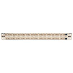 Tripp Lite N254-048-SH-6A Panel de Conexiones de Alimentación Cat6a, Ethernet RJ45, Blindado STP de 48 Puertos para Instalación en 1U de Rack