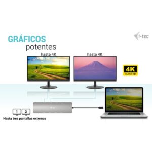 i-tec Metal USB-C Nano 2x Display Docking Station with PD 100 W + Charger 100W i-tec Metal USB-C Nano 2x Display Docking Station with PD 100 W + Charger 100W