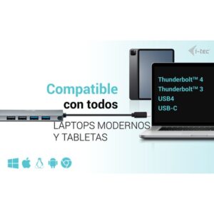 i-tec Metal USB-C Nano 2x Display Docking Station with PD 100 W + Charger 100W i-tec Metal USB-C Nano 2x Display Docking Station with PD 100 W + Charger 100W