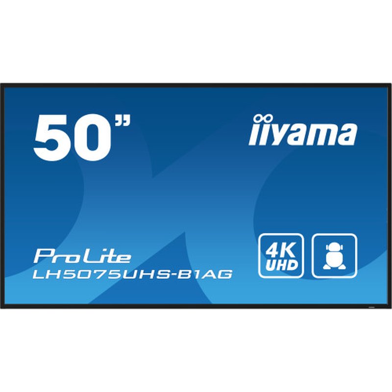 iiyama LH5075UHS-B1AG pantalla de señalización Pantalla plana para señalización digital 125,7 cm (49.5") LCD Wifi 500 cd / m² 4K Ultra HD Negro Procesador incorporado Android 11 24/7 iiyama LH5075UHS-B1AG pantalla de señalización Pantalla plana para señalización digital 125,7 cm (49.5") LCD Wifi 500 cd / m² 4K Ultra HD Negro Procesador incorporado Android 11 24/7