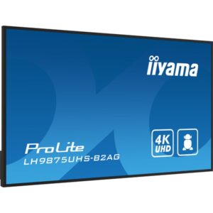 iiyama LH9875UHS-B2AG pantalla de señalización Pantalla plana para señalización digital 2,48 m (97.5") LED Wifi 500 cd / m² 4K Ultra HD Negro Procesador incorporado Android 11 24/7