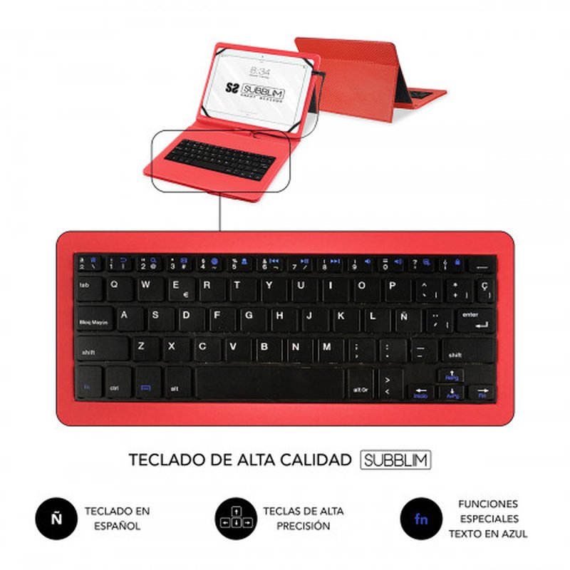 FUNDA TABLET SUBBLIM KEYTAB PRO USB 10,1" RED FUNDA TABLET SUBBLIM KEYTAB PRO USB 10,1" RED - Imagen 4