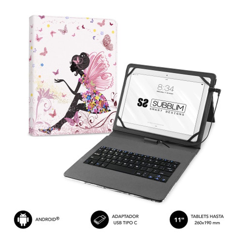 FUNDA TABLET SUBBLIM KEYTAB 11" + TECLADO USB HADAS FUNDA TABLET SUBBLIM KEYTAB 11" + TECLADO USB HADAS