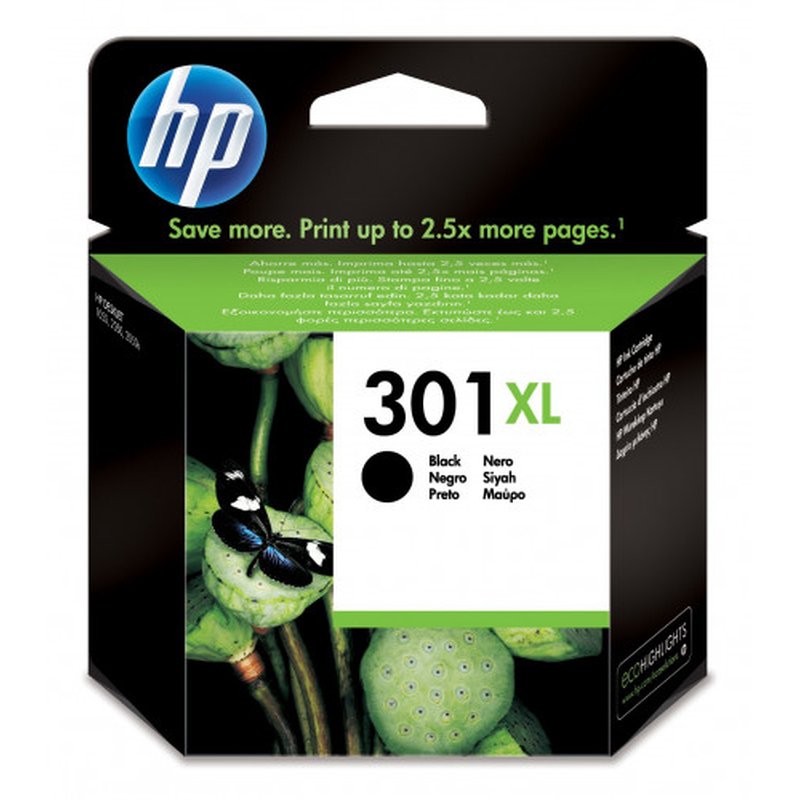 HP Cartucho de tinta original 301XL de alta capacidad negro HP Cartucho de tinta original 301XL de alta capacidad negro