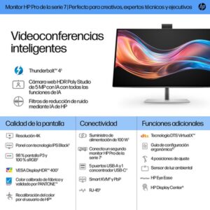 HP Monitor de videoconferencia 4K Pro de la serie 7 de 27 pulgadas: 727pm