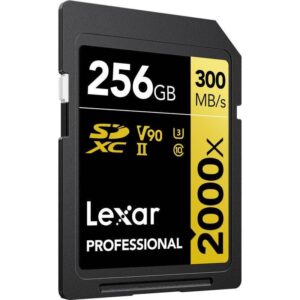 LEXAR 256GB PROFESSIONAL 2000X SDXC UHS-II CARDS, UP TO 300MB/S READ 260MB/S WRITE C10 V90 U3 LEXAR 256GB PROFESSIONAL 2000X SDXC UHS-II CARDS, UP TO 300MB/S READ 260MB/S WRITE C10 V90 U3