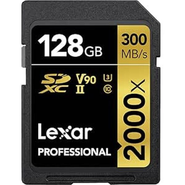 LEXAR 128GB PROFESSIONAL 2000X SDXC UHS-II CARDS, UP TO 300MB/S READ 260MB/S WRITE C10 V90 U3