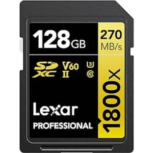 LEXAR 128GB PROFESSIONAL 1800X SDXC UHS-II CARDS,  UP TO 280MB/S READ 210MB/S WRITE C10 V60 U3