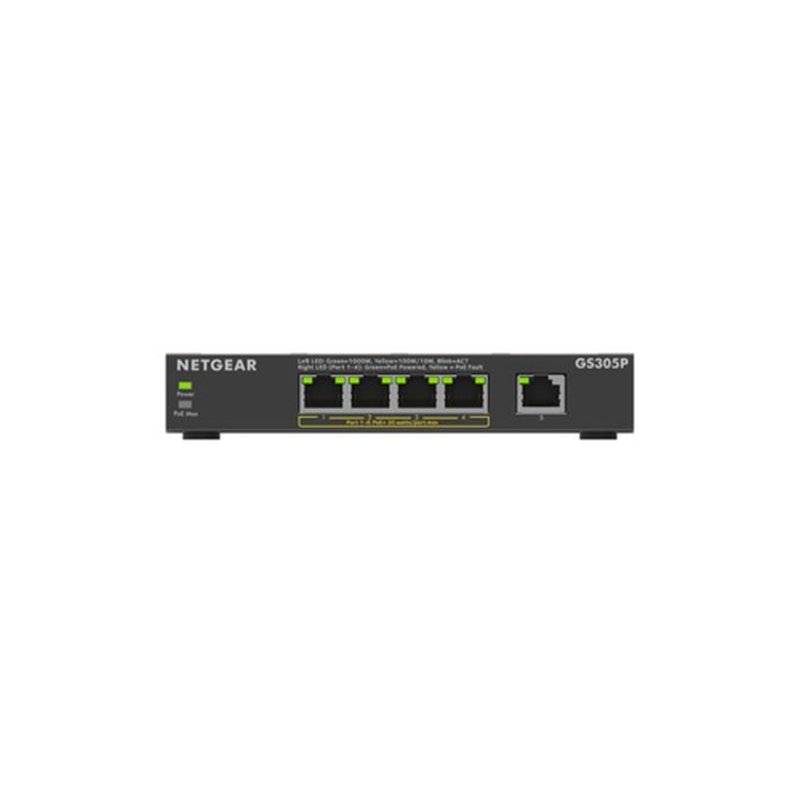 NETGEAR GS305Pv3 No administrado Gigabit Ethernet (10/100/1000) Energía sobre Ethernet (PoE) Negro NETGEAR GS305Pv3 No administrado Gigabit Ethernet (10/100/1000) Energía sobre Ethernet (PoE) Negro - Imagen 2
