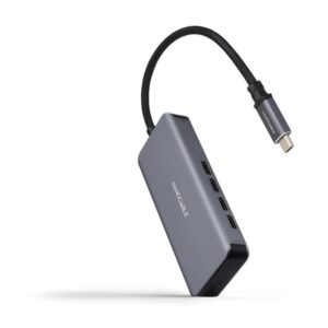 Nanocable Hub USB-C macho a 4 x USB-C hembra, Aluminio 10 cm, Gris