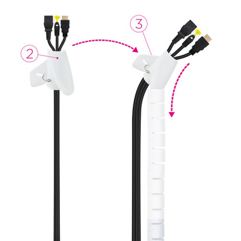 Nanocable Organizador de Cables Flexible 25 mm, Blanco, 2 m - Imagen 3