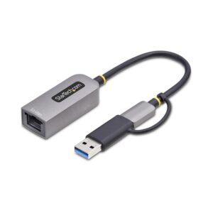 StarTech.com Adaptador de Red Ethernet USB Tipo C a RJ45 - Adaptador de Red USB-C con Conversor USB-A - NBASE-T - USB 3.1 - Compatible con Thunderbolt - para Windows y Mac