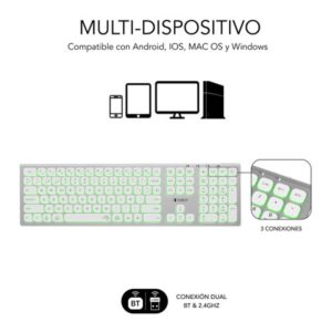 TECLADO SUBBLIM BLUETOOTH / 2.4GHZ DUAL MASTER ILUMINADO SILVER/WHITE