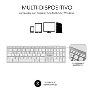 TECLADO SUBBLIM BLUETOOTH PURE EXTENDED SILVER