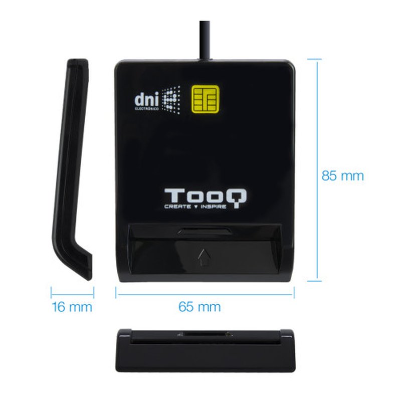 TooQ Lector de Tarjetas Inteligentes DNIe SIM USB-C, Negro - Imagen 2