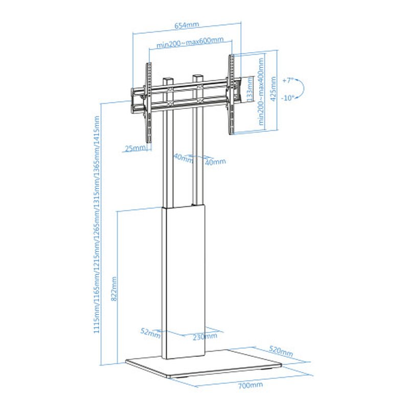 TooQ “Mirror” Soporte de Suelo para Pantallas 32"- 85", Negro - Imagen 8