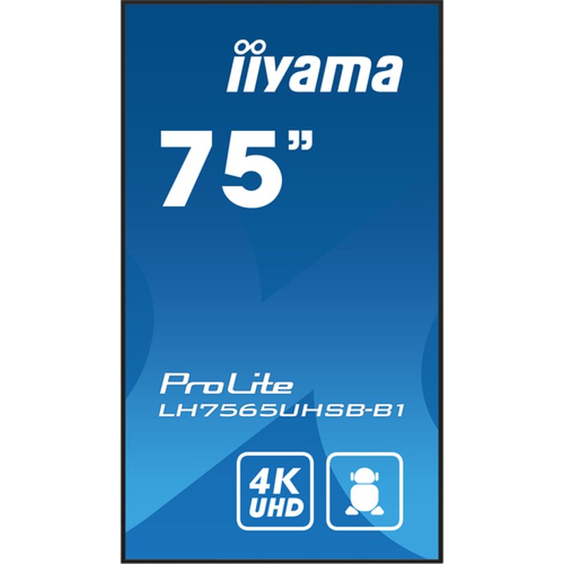 iiyama LH7565UHSB-B1 pantalla de señalización Diseño de quiosco 189,2 cm (74.5") LED Wifi 800 cd / m² 4K Ultra HD Negro Procesador incorporado Android 11 24/7 iiyama LH7565UHSB-B1 pantalla de señalización Diseño de quiosco 189,2 cm (74.5") LED Wifi 800 cd / m² 4K Ultra HD Negro Procesador incorporado Android 11 24/7 - Imagen 2