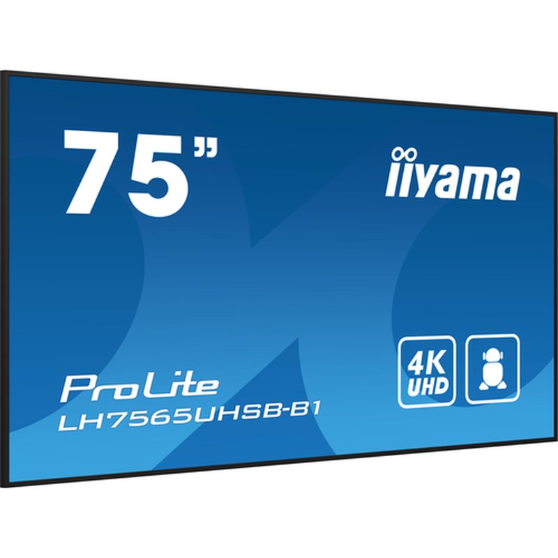 iiyama LH7565UHSB-B1 pantalla de señalización Diseño de quiosco 189,2 cm (74.5") LED Wifi 800 cd / m² 4K Ultra HD Negro Procesador incorporado Android 11 24/7 iiyama LH7565UHSB-B1 pantalla de señalización Diseño de quiosco 189,2 cm (74.5") LED Wifi 800 cd / m² 4K Ultra HD Negro Procesador incorporado Android 11 24/7 - Imagen 3