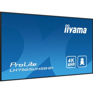 iiyama LH7565UHSB-B1 pantalla de señalización Diseño de quiosco 189,2 cm (74.5") LED Wifi 800 cd / m² 4K Ultra HD Negro Procesador incorporado Android 11 24/7 iiyama LH7565UHSB-B1 pantalla de señalización Diseño de quiosco 189,2 cm (74.5") LED Wifi 800 cd / m² 4K Ultra HD Negro Procesador incorporado Android 11 24/7