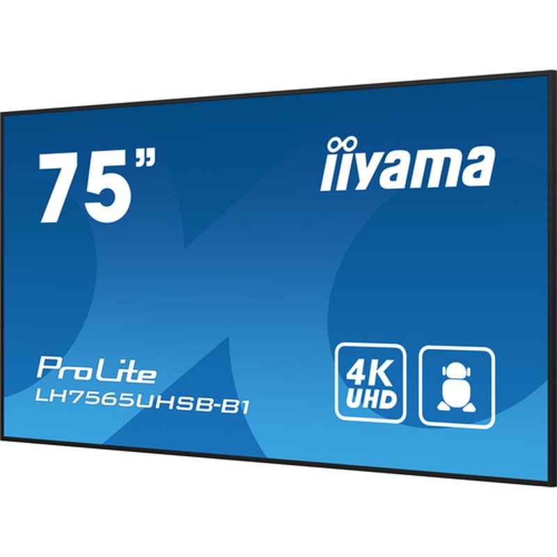 iiyama LH7565UHSB-B1 pantalla de señalización Diseño de quiosco 189,2 cm (74.5") LED Wifi 800 cd / m² 4K Ultra HD Negro Procesador incorporado Android 11 24/7 iiyama LH7565UHSB-B1 pantalla de señalización Diseño de quiosco 189,2 cm (74.5") LED Wifi 800 cd / m² 4K Ultra HD Negro Procesador incorporado Android 11 24/7 - Imagen 7