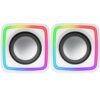 Mars Gaming MSCUBEW Blanco, Altavoces Gaming RGB Compactos, Procesador Sonido DSP 8W, Control Volumen