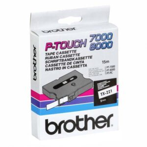 Brother TX-221 cinta para impresora de etiquetas Negro sobre blanco