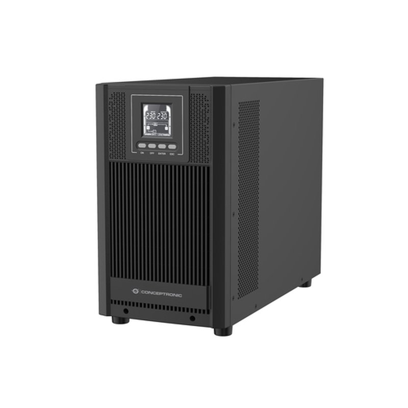 Conceptronic ZEUS52E3K sistema de alimentación ininterrumpida (UPS) Doble conversión (en línea) 3 kVA 2700 W 5 salidas AC Conceptronic ZEUS52E3K sistema de alimentación ininterrumpida (UPS) Doble conversión (en línea) 3 kVA 2700 W 5 salidas AC