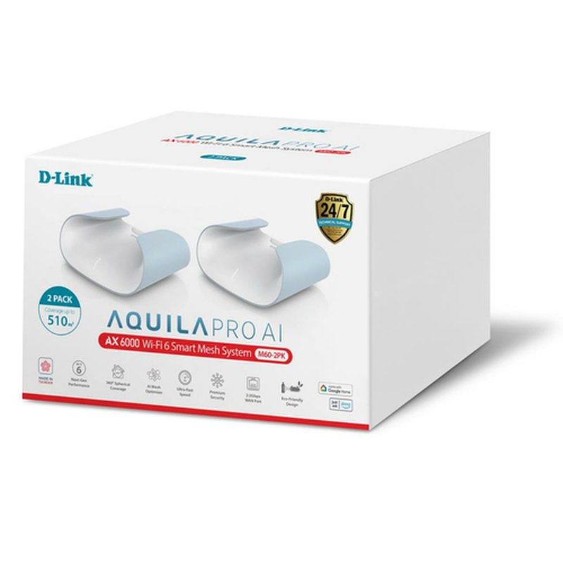 D-Link M60-2 sistema Wi-Fi Mesh (Wi-Fi en malla) Doble banda (2,4 GHz / 5 GHz) Wi-Fi 6 (802.11ax) Blanco 4 Interno - Imagen 5