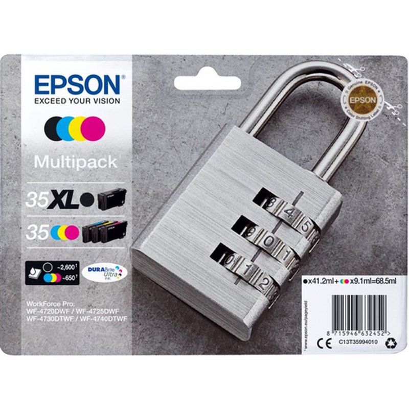 Epson Padlock 35XL cartucho de tinta 1 pieza(s) Original Alto rendimiento (XL) Negro, Cian, Magenta, Amarillo