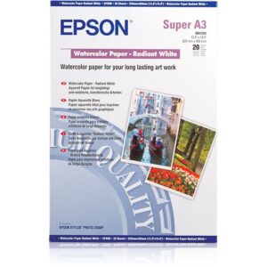 Epson Papel acuarela blanco, DIN A3+, 190 g/m², 20 hojas