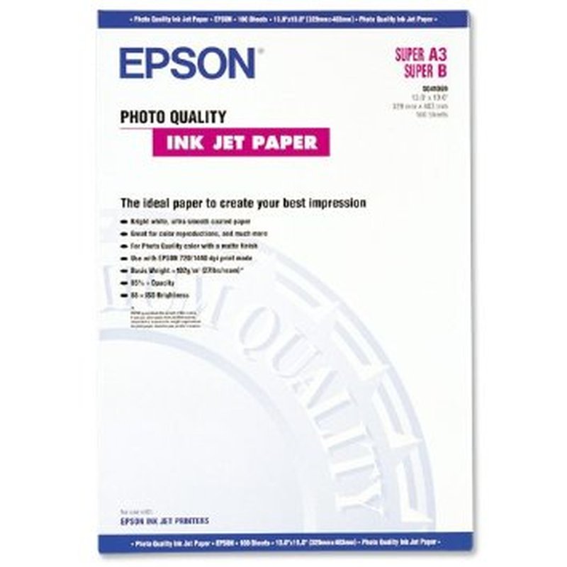 Epson Photo Quality Ink Jet Paper, DIN A3+, 102 g/m², 100 hojas Epson Photo Quality Ink Jet Paper, DIN A3+, 102 g/m², 100 hojas