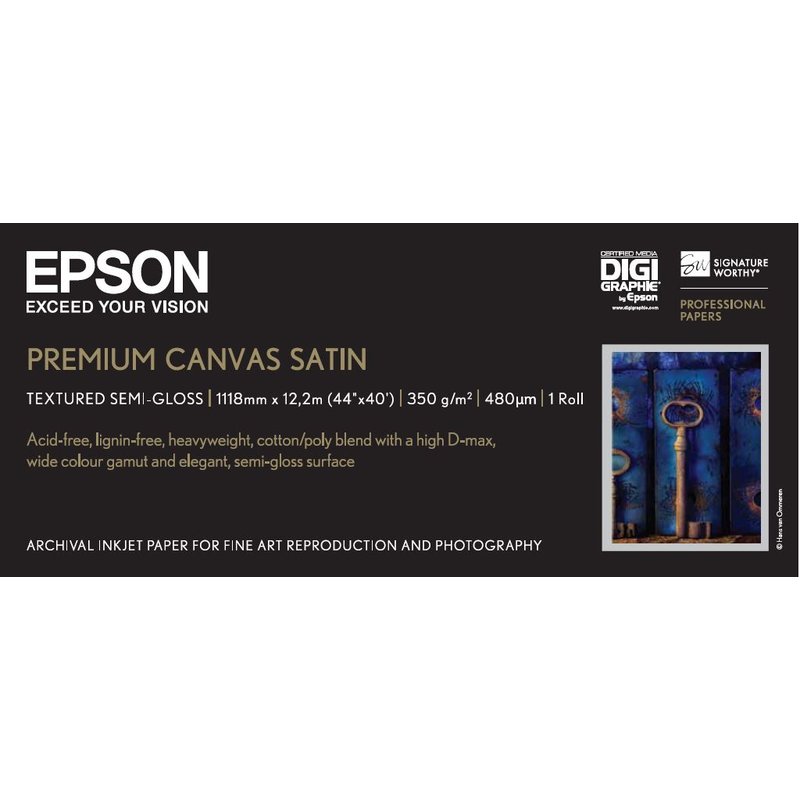 Epson Rollo de Premium Canvas Satin, 44" x 12,2 m, 350 g/m²