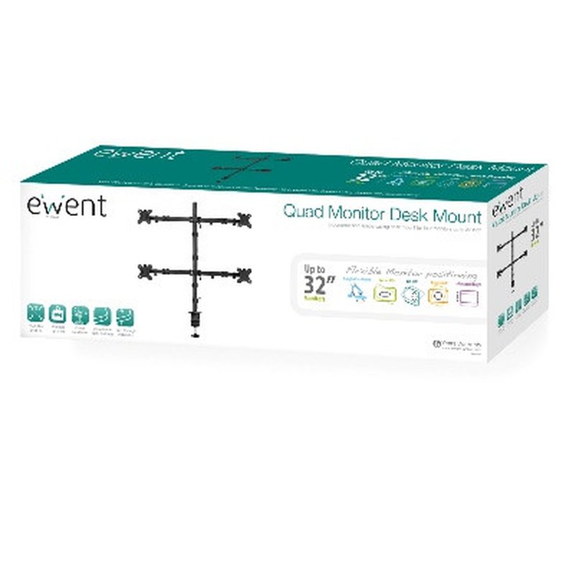 Ewent EW1514 soporte para monitor 81,3 cm (32") Negro Escritorio Ewent EW1514 soporte para monitor 81,3 cm (32") Negro Escritorio - Imagen 3