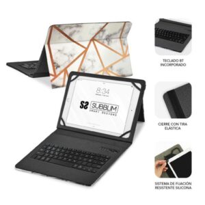 FUNDA TABLET SUBBLIM KEYTAB PRO 11" + TECLADO BLUETOOTH MARBLE WHITE