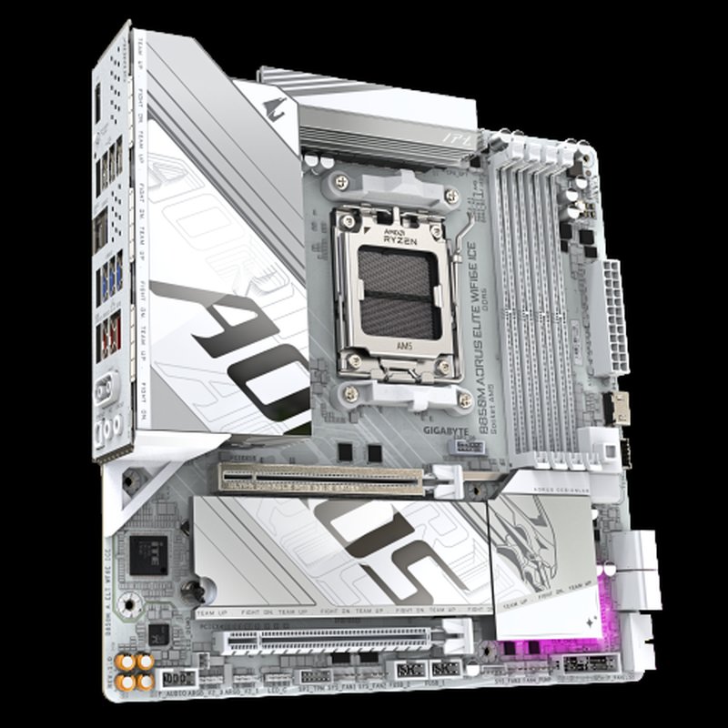 GIGABYTE B850M AORUS ELITE WIFI6E ICE Placa Base - Procesadores AMD Ryzen Serie 9000, 12+2+1 fases VRM digitales, hasta 8200MHz DDR5 (OC), 1xPCIe 5.0 + 1xPCIe 4.0 M.2, LAN 2.5, WIFI 7, USB 3.2 Gen 2 - Imagen 3