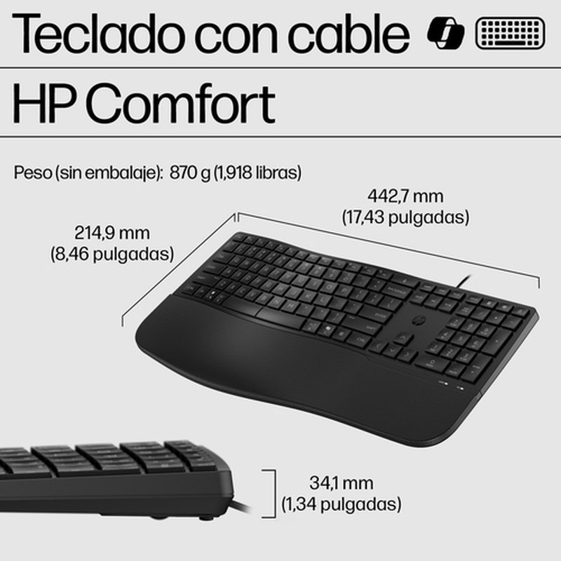 HP 485 Comfort Wired Keyboard HP 485 Comfort Wired Keyboard - Imagen 10