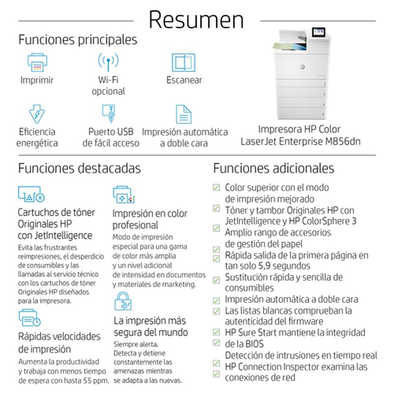 HP Color LaserJet Enterprise Impresora M856dn, Estampado, Impresión a doble cara HP Color LaserJet Enterprise Impresora M856dn, Estampado, Impresión a doble cara - Imagen 14